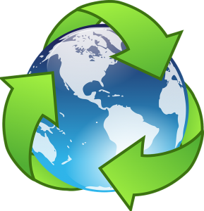 earth with recycling symbol